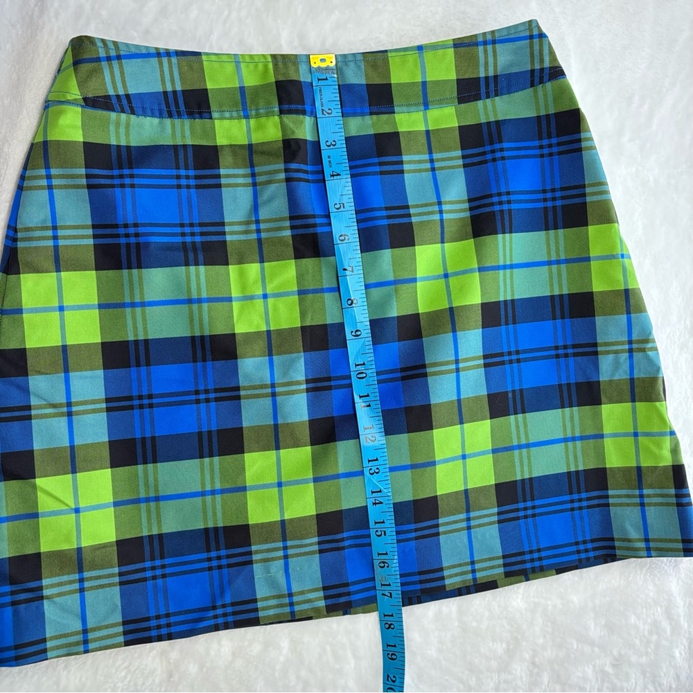 Lilly Pulitzer Plaid Golf Skort Blue and Lime Green Plaid 8 Medium - Picture 9 of 13